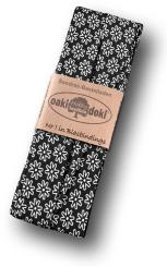 Schrägband / Einfassband Baumwolle gefalzt 3m x 20mm - Gänseblümchen Muster 4001-Schwarz-Weiß 4001-Schwarz-Weiß