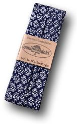 Schrägband / Einfassband Baumwolle gefalzt 3m x 20mm - Gänseblümchen Muster 4003-Dunkelblau-Weiß 4003-Dunkelblau-Weiß
