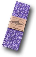 Schrägband / Einfassband Baumwolle gefalzt 3m x 20mm - Gänseblümchen Muster 4013-Violett-Weiß 4013-Violett-Weiß