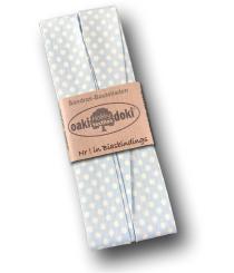 Schrägband / Einfassband Baumwolle gefalzt 3m x 20mm - Punkte Muster 1006-Hellblau-Weiß 1006-Hellblau-Weiß