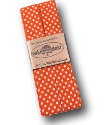 Schrägband / Einfassband Baumwolle gefalzt 3m x 20mm - Punkte Muster 1011-Orange-Weiß 1011-Orange-Weiß