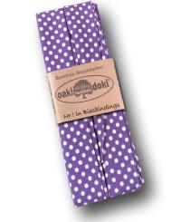 Schrägband / Einfassband Baumwolle gefalzt 3m x 20mm - Punkte Muster 1013-Violett-Weiß 1013-Violett-Weiß