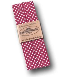 Schrägband / Einfassband Baumwolle gefalzt 3m x 20mm - Punkte Muster 1014-Dunkelrot-Weiß 1014-Dunkelrot-Weiß