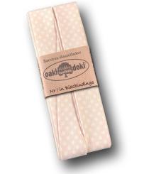 Schrägband / Einfassband Baumwolle gefalzt 3m x 20mm - Punkte Muster 1017-Vintage Rosa-Weiß 1017-Vintage Rosa-Weiß