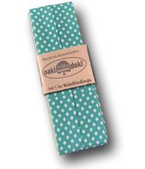 Schrägband / Einfassband Baumwolle gefalzt 3m x 20mm - Punkte Muster 1020-Mint-Weiß 1020-Mint-Weiß