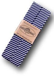 Schrägband / Einfassband Baumwolle gefalzt 3m x 20mm - Streifen Muster 6003-Dunkelblau-Weiß 6003-Dunkelblau-Weiß