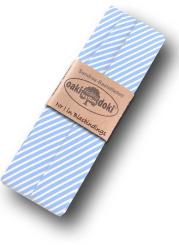 Schrägband / Einfassband Baumwolle gefalzt 3m x 20mm - Streifen Muster 6006-Hellblau-Weiß 6006-Hellblau-Weiß