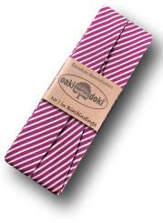 Schrägband / Einfassband Baumwolle gefalzt 3m x 20mm - Streifen Muster 6015-Pink-Weiß 6015-Pink-Weiß