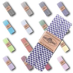 Schrägband / Einfassband Baumwolle gefalzt 3m x 20mm - Vichy / Karo Muster 