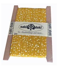 Schrägband / Einfassband Baumwolle mit Punkte Muster gefalzt 2m x 20mm 9005-Senf 9005-Senf