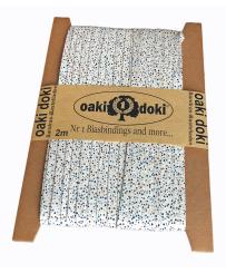Schrägband / Einfassband Baumwolle mit Punkte Muster gefalzt 2m x 20mm 9014-Weiß 9014-Weiß