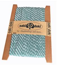 Schrägband / Einfassband Baumwolle mit Streifen Muster gefalzt 2m x 20mm 9008-Petrol 9008-Petrol