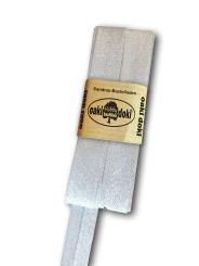 Schrägband / Einfassband Metallic Glitzer Lurex gefalzt 3m x 20mm Silber Silber