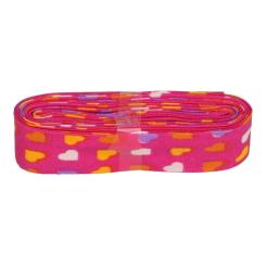 Schrägband / Einfassband mit Muster gefalzt 3m x 20mm 005- Herz Pink 005- Herz Pink