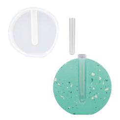 Silikon Gießform Blumenvase mit Röhre 19,8cm x 19,4cm x 4,2cm 