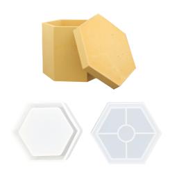 Silikon Gießform Dose mit Deckel - Hexagon 