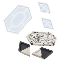 Silikon Gießform Tablett Ovales Sechseck 3tlg. 17cm x 10cm x 1,5cm 