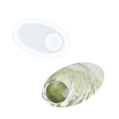 Silikon Gießform Teelicht Kerzenhalter Oval 13,8cm x 9cm x 4,7cm 