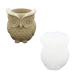 Silikon Gießform Topf - Eule 12,5cm x 10,5cm 
