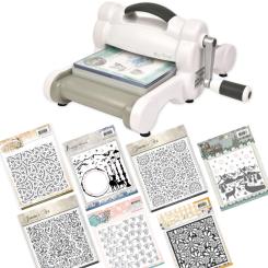 Sizzix Big Shot Stanz- und Prägemaschine (Weiß & Grau) + 7 Prägeschablonen 
