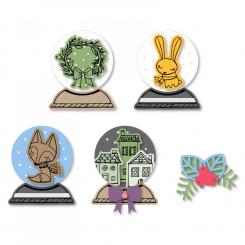 Sizzix Framelits Stanzer Set 12tlg. mit Stempel - Schneekugel Szene by Jordan Caderao 