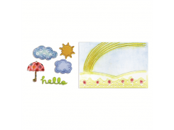 Sizzix Stanzer Framelits 5 im Set mit 2 Prägefolders/ Hello Rainbow 7tlg. Set, by Deena Ziegler 