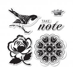 Sizzix Stanzer Framelits  Set mit Stempel - For the Record by Echo Park Paper Co. 