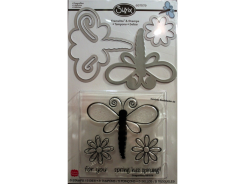 Sizzix Stanzer Framelits  mit Clear Stempel Set Dragonflies 13tlg - Set 