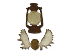 Sizzix Stanzer Movers & Shapers Magnetic Set 2tlg - Mini Laterne und Hirschgeweih by Tim Holtz 