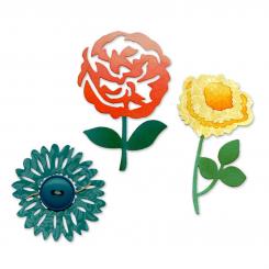 Sizzix Stanzer Sizzlits Set 3tlg - Garden Variety Set by Scrappy Cat 