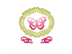 Sizzix Stanzer Thinlits - Butterfly, Flourishes & Frame 
