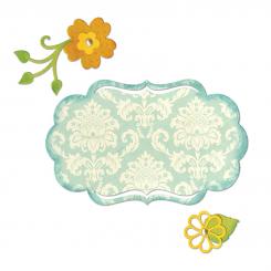 Sizzix Stanzer Thinlits - Fancy Label & Flowers by Rachael Bright 
