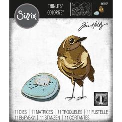 Sizzix Thinlits Stanzer Set 11tlg.- Vogel mit Ei Colorize by Tim Holtz 