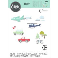 Sizzix Thinlits Stanzer Set 13tlg. - Transport Collection by Jamie Steel 