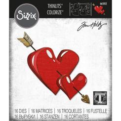 Sizzix Thinlits Stanzer Set 16tlg.- Herzen mit Pfeil Colorize by Tim Holtz 