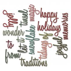 Sizzix Thinlits Stanzer Set 16tlg. - Holiday Words 2: Script by Tim Holtz 