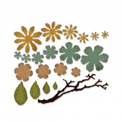 Sizzix Thinlits Stanzer Set 21tlg. - Gerissenes Blumenmuster, klein by Tim Holtz 