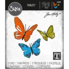 Sizzix Thinlits Stanzer Set 3tlg.- Brush Schmetterlinge by Tim Holtz 