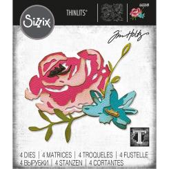 Sizzix Thinlits Stanzer Set 4tlg.- Brush Blumen by Tim Holtz 