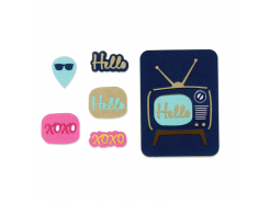 Sizzix Thinlits Stanzer Set 7tlg - Retro TV by Rachael Bright 