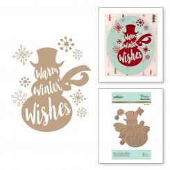 Spellbinders Glimmer Heißfolienstempel - Schneemann Warm Winter Wishes 
