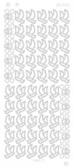 Spiegel-Stickerbogen Hochzeits Tauben Platinum 100 x 230mm 