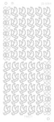 Spiegel-Stickerbogen Hochzeits Tauben Platinum 100 x 230mm Silber Silber