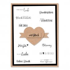 Stanzschablone + Stempelset - Mundart Stempel - Herz mit Banner 