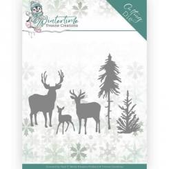 Stanzschablone - Yvonne Creations - Winter Time - Hirsche im Wald 