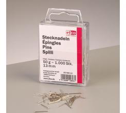 Stecknadeln vernickelt 13mm für Pailletten ca.50g / in der Kunststoffdose 
