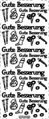 Stickerbogen Gute Besserung 100x230mm Silber Silber