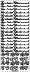 Stickerbogen Herzlichen Glückwunsch 100x230mm Silber Silber