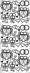 Stickerbogen Hochzeit Tauben 100x230mm Silber Silber