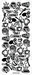 Stickerbogen Kaffee und Tee 100 x 230mm Silber Silber